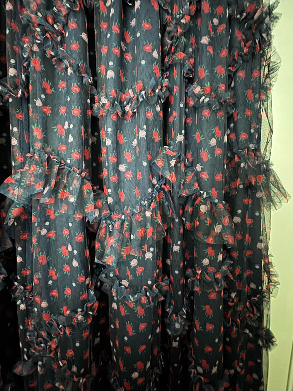NWT JessaKae Navy Blue Smocked Floral Square-Neck Tunic with Pink Print - Picture 5 of 7